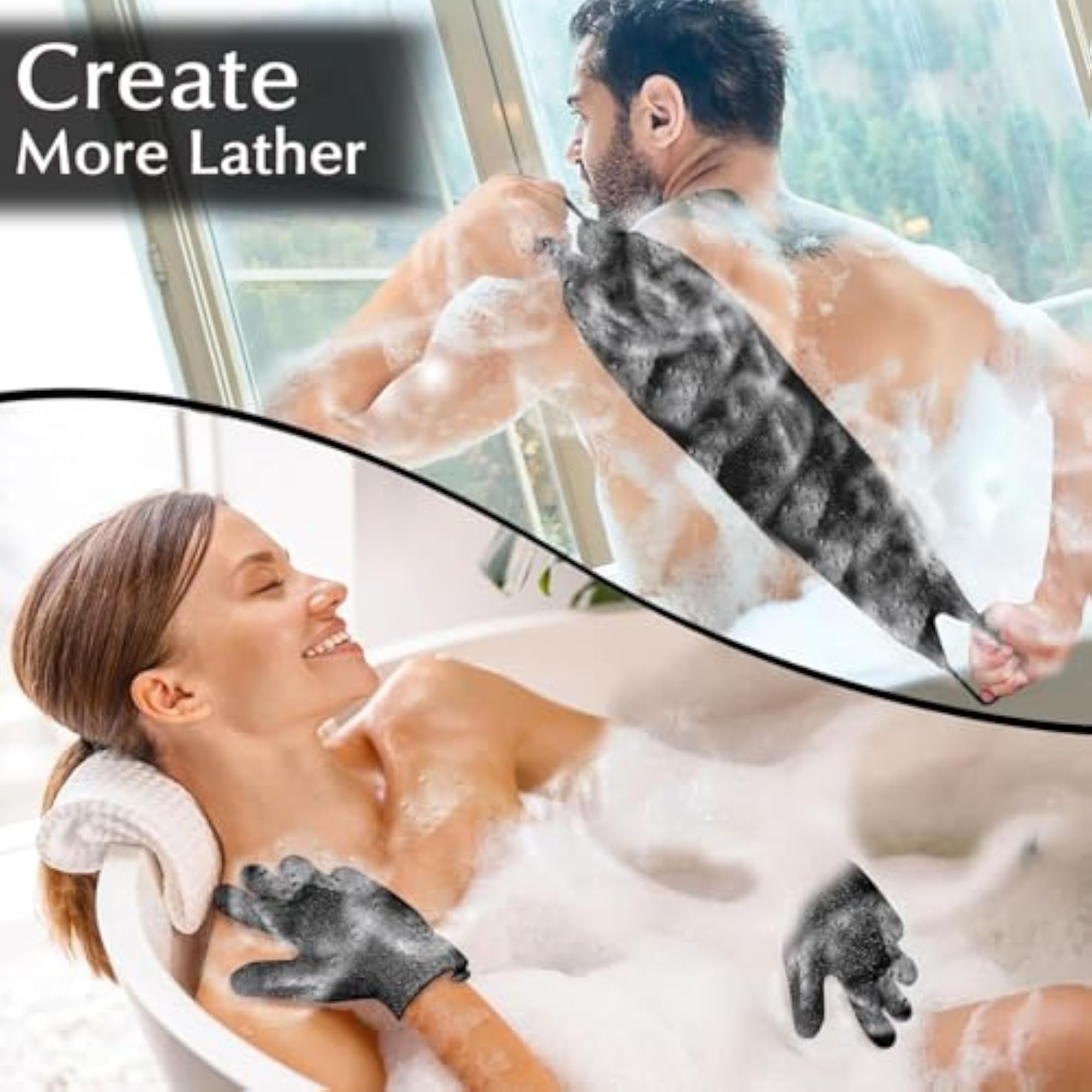 Exfoliating Back Scrubber for Shower, Double-Sided with Handles
